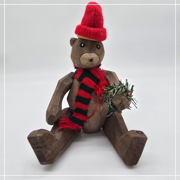 Artmark Other - Vintage Wooden Teddy Bear Christmas Figurine Holiday Decor 1999